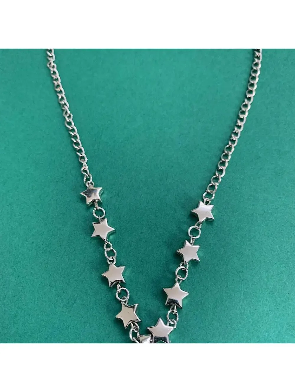 Vintage Y2K Silver Star Chain Necklace